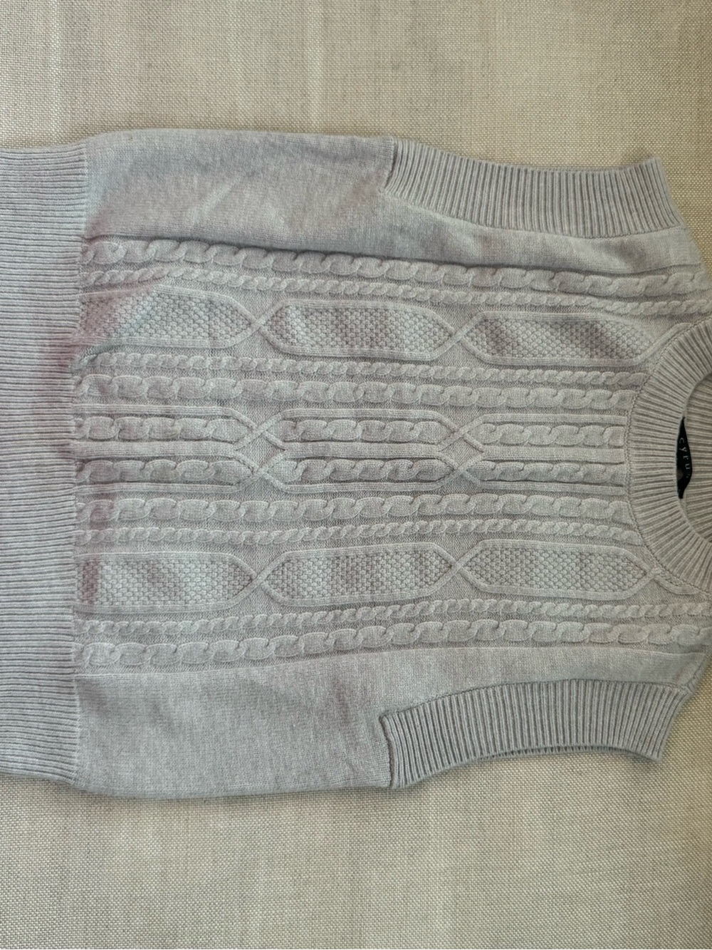 Cyrus Light Gray Cable Knit Crewneck Sweater Vest